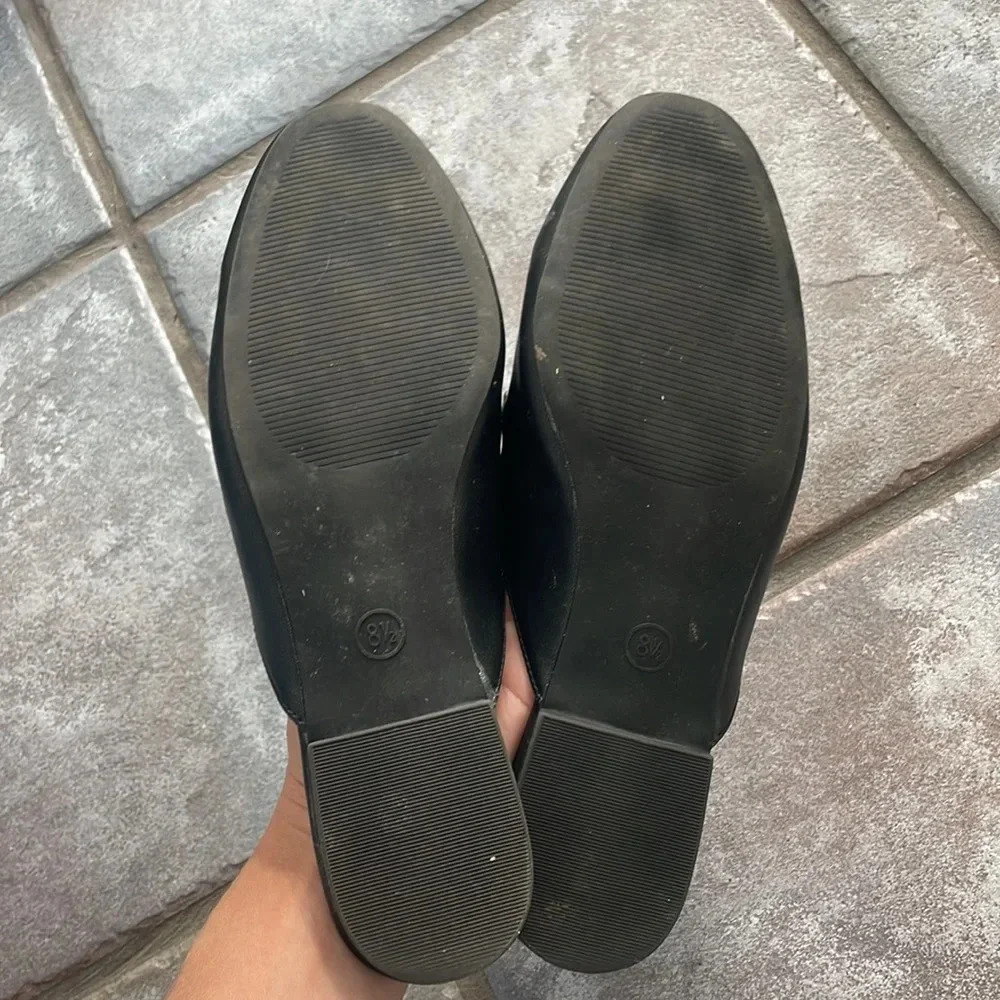 Black Oxford Slide Slip On Flat Mule Loafer 8.5 - Picture 3 of 6